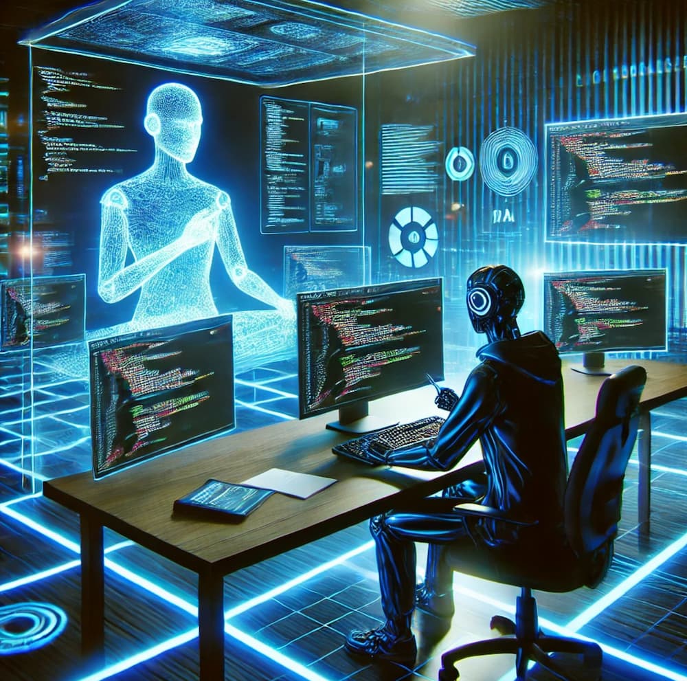 Sistemas Multi-Agente: Cómo Orquestar Equipos de IA que Trabajan Juntos ambiente futurista de inteligencia artificial (2)